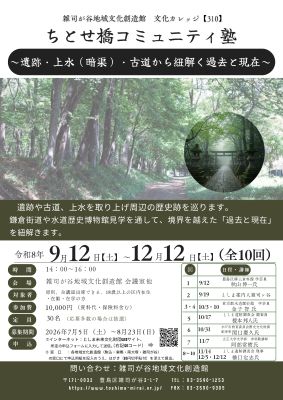 【310】ちとせ橋コミュニティ塾
ー遺跡・上水（暗渠）・古道から紐解く過去と現在ー